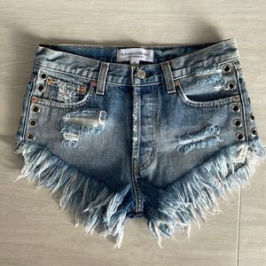 Runwaydreamz Distressed Studded Grommets Shorts
